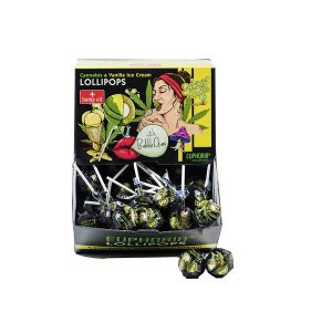 Euphoria Cannabis + Vanilla Ice Cream Lollipops with Bubble Gum - Big Pack 25g x 100pcs
